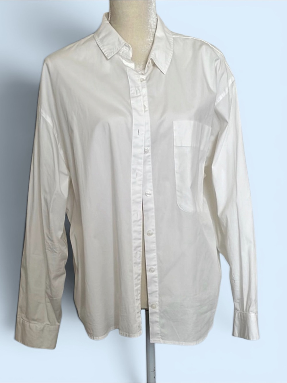 A New Day White Button Down Shirt Women’s  Oversized Beach Cover Up Long Sleeve